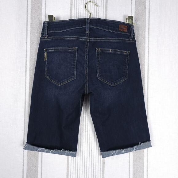 Paige Denim Shorts Womens 25 Dark Wash Kayla Bermuda Rolled Raw Hem Stretch Jean - Picture 2 of 14